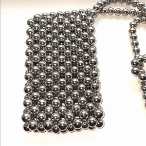 Silver bead cross body purse
